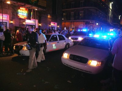 Second Wave of Police Clearing Bourbon St. at Midnight