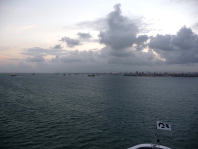 Ships Waiting to Enter Panama Canal at Colon, Panama
