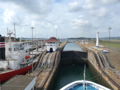 Being Lifted in the 2nd of the 3 Gatun Locks