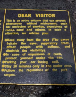 Warning Sign at Masaya Volcano