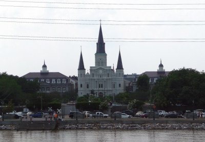 View of St. Louis Cathedral from Mississippi River
