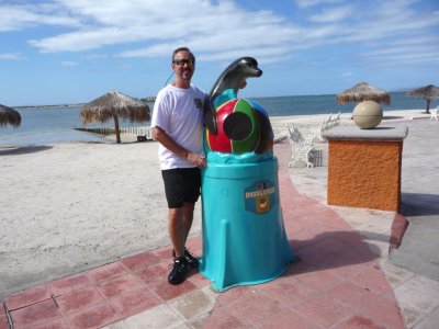 Trash Can Along the Beach in La Paz