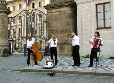Musicians in Front of Royal Palace, Prague