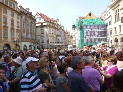 Crowds Waiting for Hourly Astronomical Clock Show