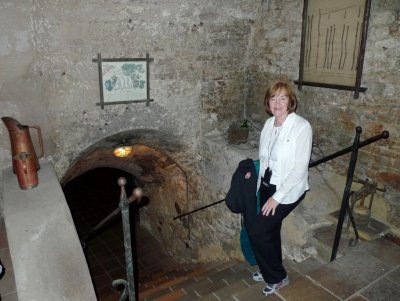 Entering Wine Cellar at Castle Melnik
