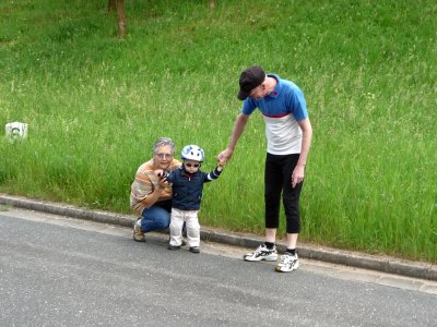 German Family Out for a Walk by the Canal