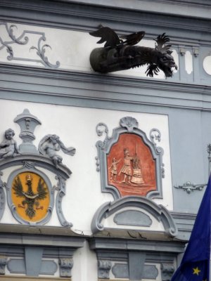 Gargoyle on Town Hall of Budejovice, Czech Republic