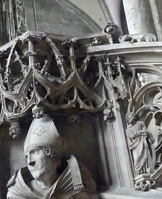 Stone Puppy Protects the Preacher in the Pulpit