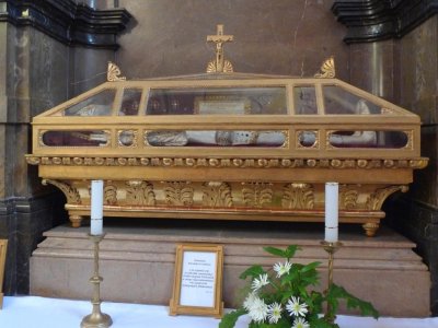Coffin with the Bones of St. Pius in Kalocsa Cathedral