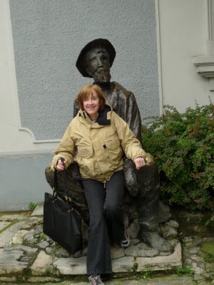 In Skadarlija, Susan Sitting in the Lap of Dura Jaksic (famous Serbian poet)