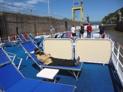 Susan Relaxing on the Sun Deck as Ship Drops 55 Feet