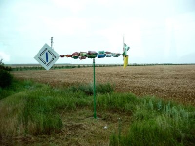 Recycled Bottle Art on Bulgarian Road