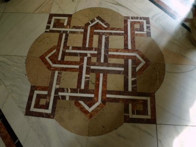 Aerial View of The Parliament Palace is Inlaid in the Marble Floor