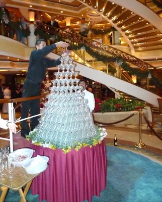 Finishing Touches on Champagne Waterfall