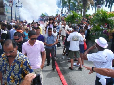 Getting Away from String of Firecrackers in Orangestad, Aruba