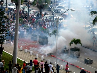 Firecracker String in Action in Oranjestad, Aruba