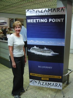 At the Azamara Meeting Point in the Airport