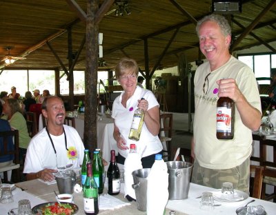 Bill, Susan, John Enjoying the Local Beverages at La Mimosa