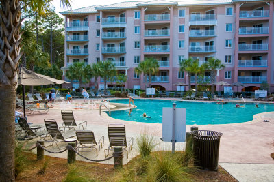 One of the outdoor pools