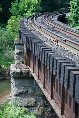 Curved railroad trestle