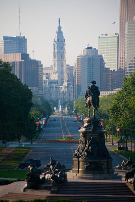 The Parkway view from the steps of the Art Museum