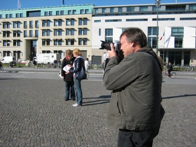Being a typical tourist at the Brandenburg Gate in Berlin