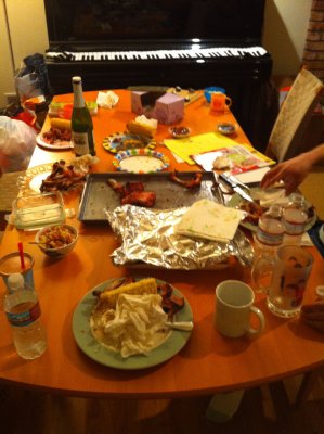 Aftermath of the rib cookout.  Yum!