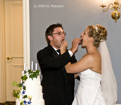 The feeding of the cake.  They didn't get sloppy.