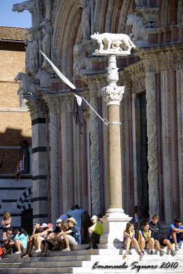 The Duomo: column with Siena's symbol