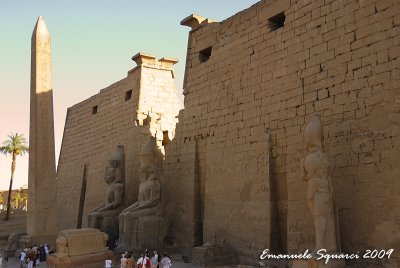 The Pylon of Ramesses II and the red granite obelisk