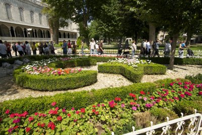 Mosque Gardens with Turkish flag.