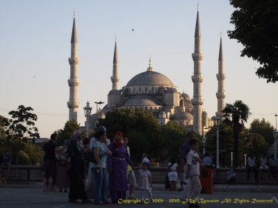 Pilgrims heading home at dusk