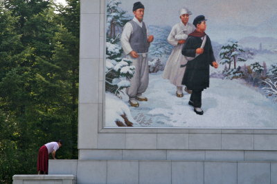 Cleaning Around the Mural, P'yongyang