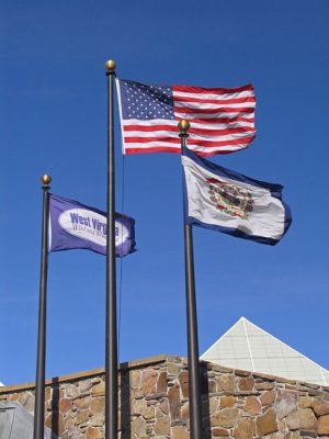Flags outside the visitor center