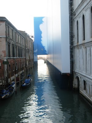 Canal from St Marco Square,  they covered the wall with a cloud