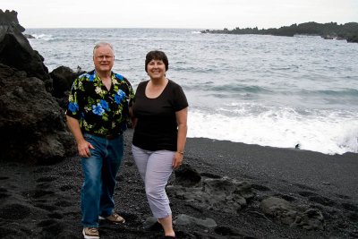 Mom and Dad on Black Sand Beach