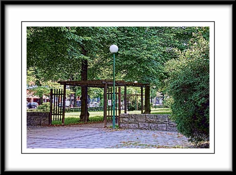 Entrance to a small in town park...