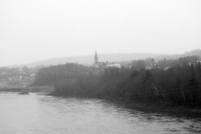 Misty afternoon in a small village in Maine