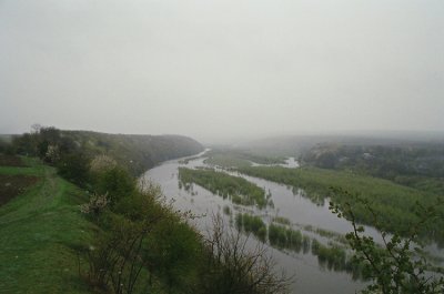 Ramparts of the Holy Trinity and view at the meeting of the Zbruch and Dniester River