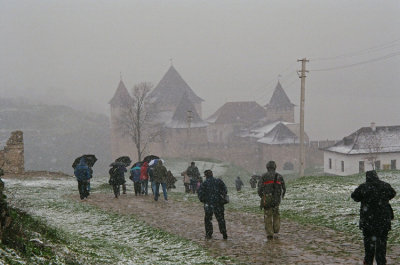 Snow storm in Khotyn Fortress