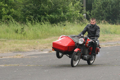 In action on two wheels