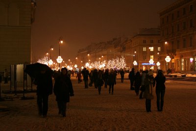 Krakowskie Przedmiescie under snow
