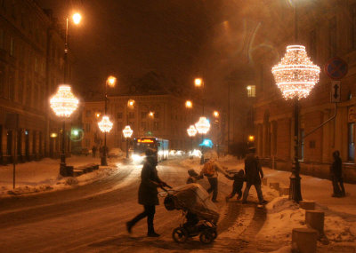 Streets in snowy scenery