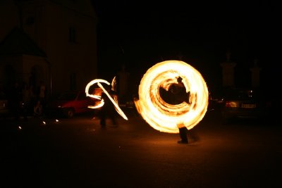 Fire dancer juggling torches