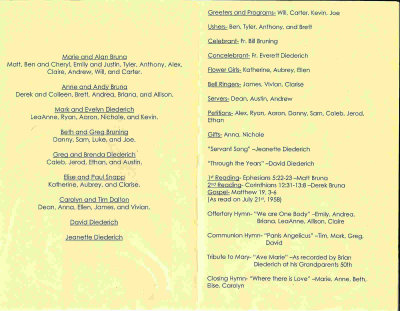  Our family & Mass program on our 50th anniversary