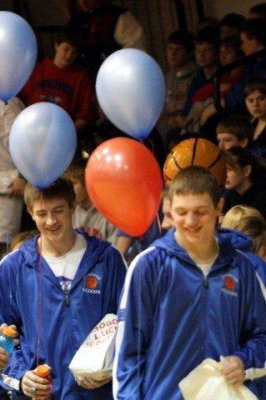 Jerod and Alex at send off for state basketball