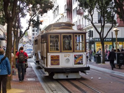 San Francisco Cable Cars from Powell and Market streets and Fishermans Wharf.