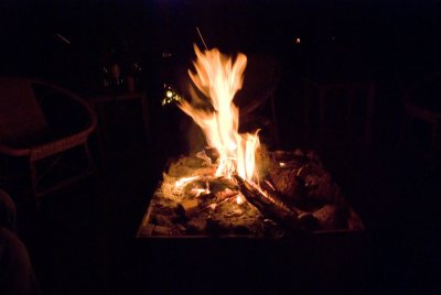 Returning to the warmth of the campfire at Nest 1
