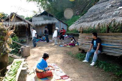 The locals sell handicrafts to the tourists