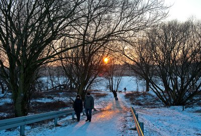 Winter Walk At Sunset